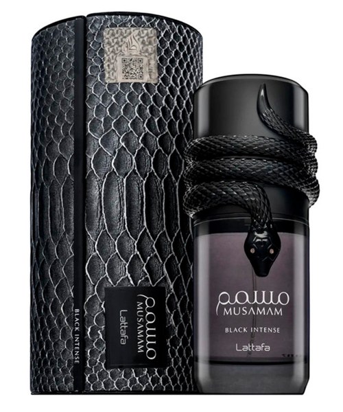 Frasco de Lattafa Musamam Black Intense